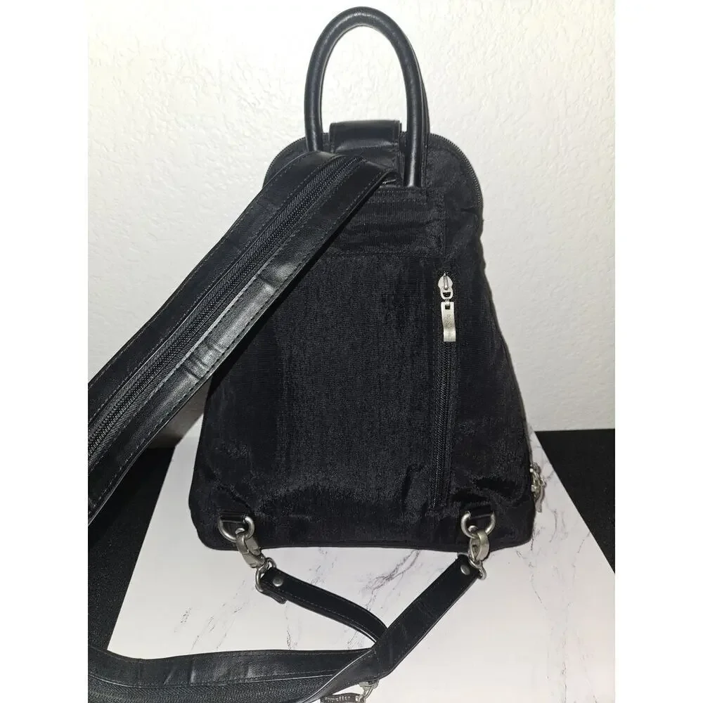 Baggallini Metro Convertible Backpack Sling Purse Zip Around Black 12x11x3.5